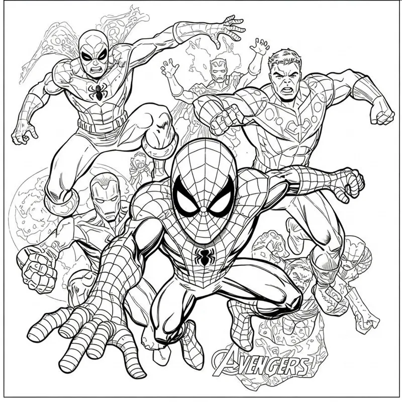 Marvel Superheroes Epic Battle Coloring Page coloring page
