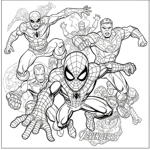 Marvel Superheroes Epic Battle Coloring Page coloring page