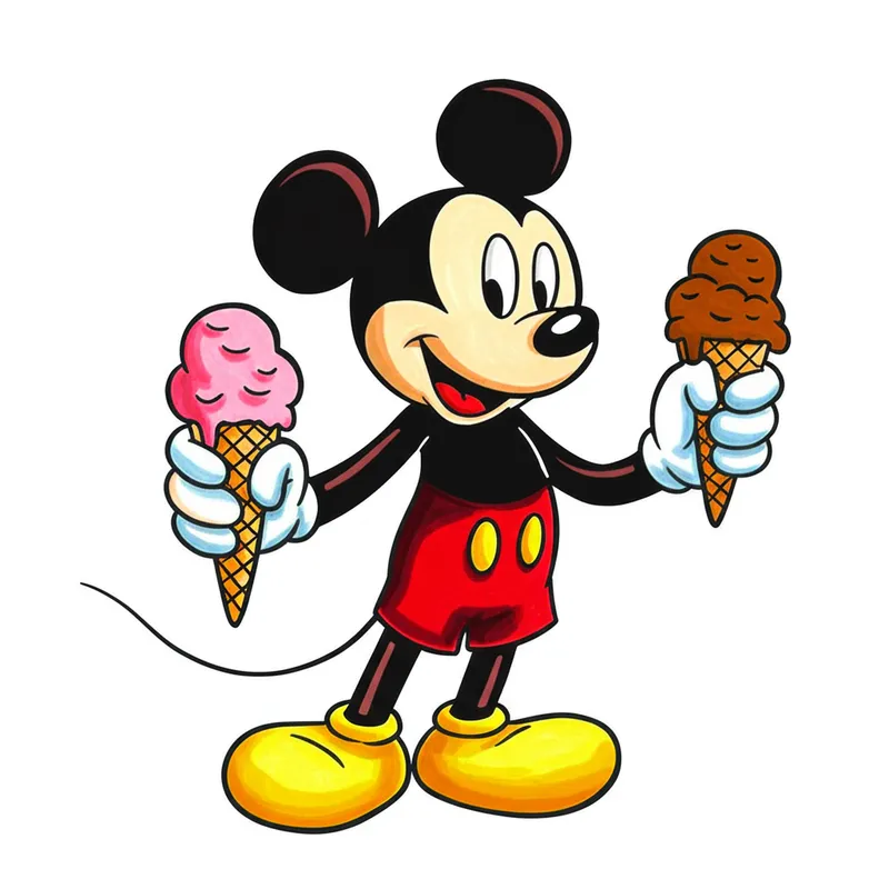 Mickey Mouse with Ice Cream Cones Coloring Page colored reference