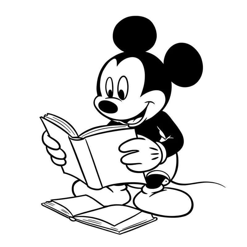 Mickey Mouse Reading Time Coloring Page coloring page