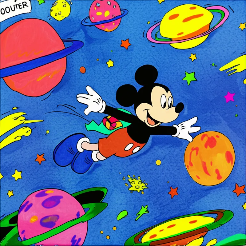 Mickey Mouse Space Adventure Coloring Page colored reference