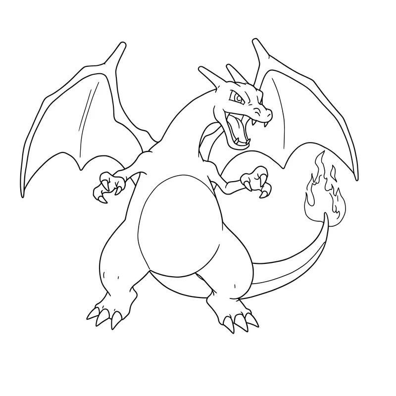 Mighty Charizard Pokémon Coloring Page coloring page