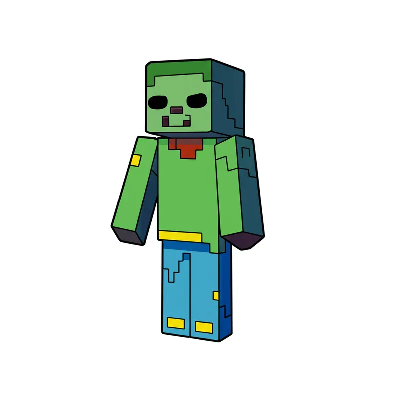 Classic Minecraft Zombie Coloring Page colored reference