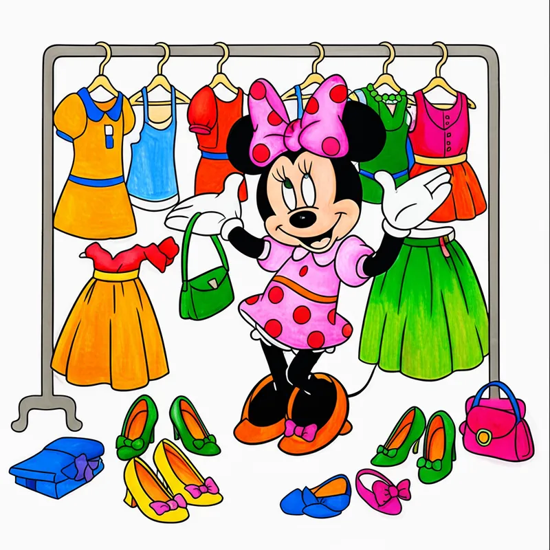 Minnie Mouse Fashion Fun Coloring Page colored reference
