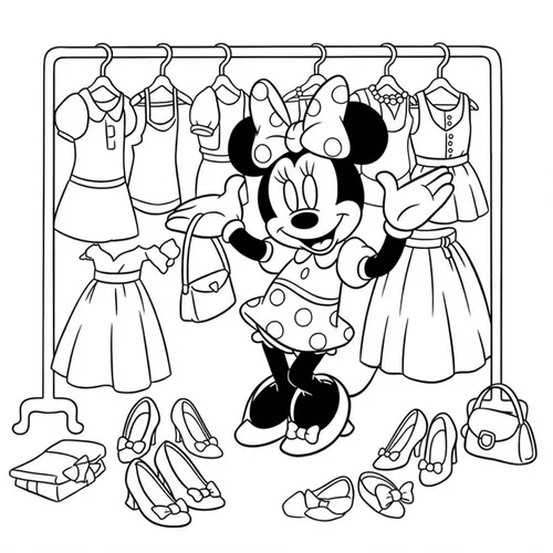 Minnie Mouse Fashion Fun Coloring Page coloring page