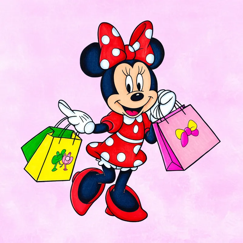 Minnie Mouse Shopping Spree Coloring Page colored reference