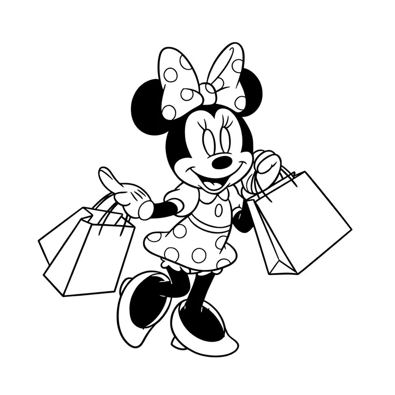 Minnie Mouse Shopping Spree Coloring Page coloring page