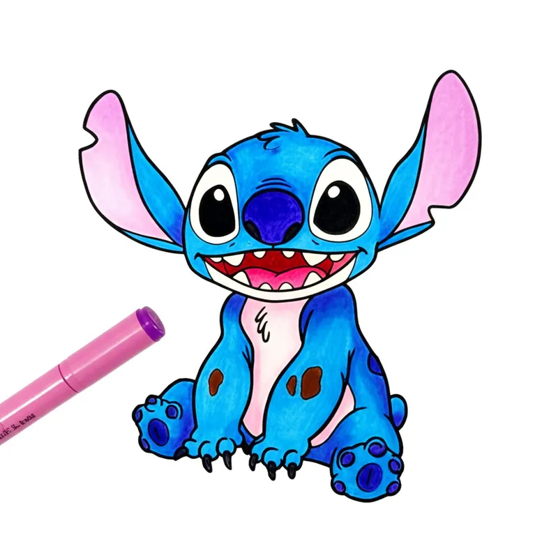 Mischievous Stitch Coloring Page colored reference
