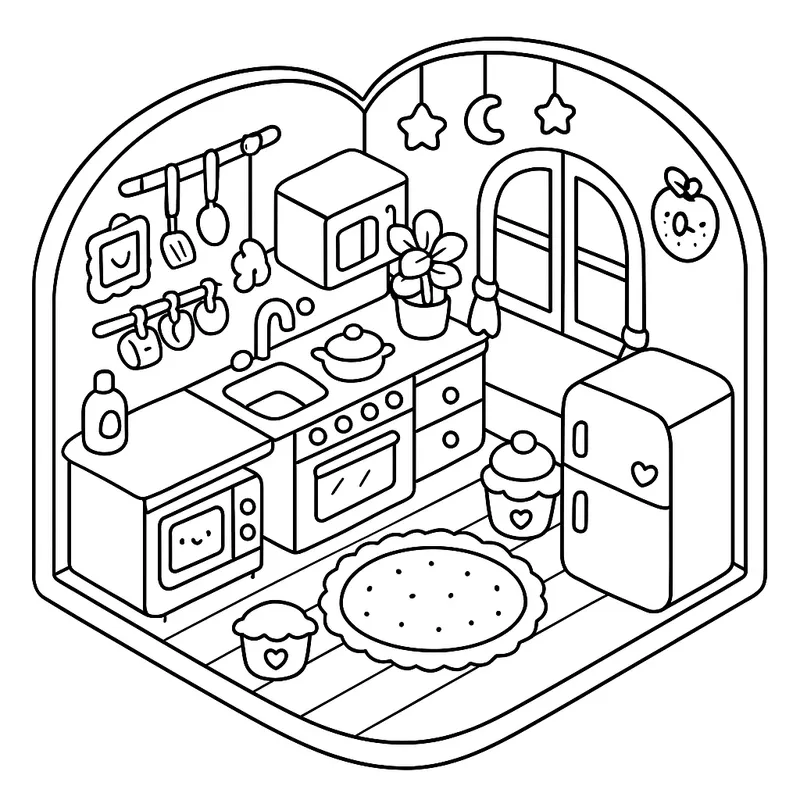 My Dream Kawaii Kitchen Coloring Page coloring page