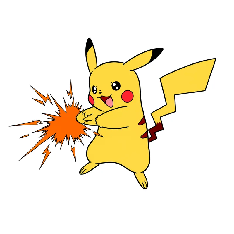 Electrifying Pikachu Coloring Page colored reference