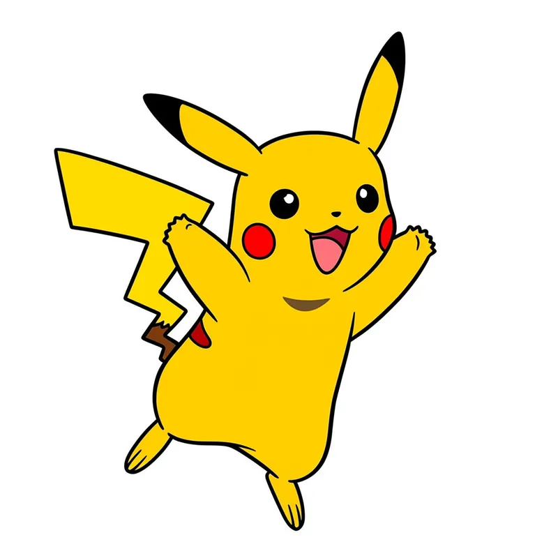 Pikachu Jump for Joy Coloring Page colored reference