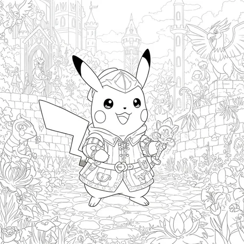 Pikachu's Medieval Adventure Coloring Page coloring page