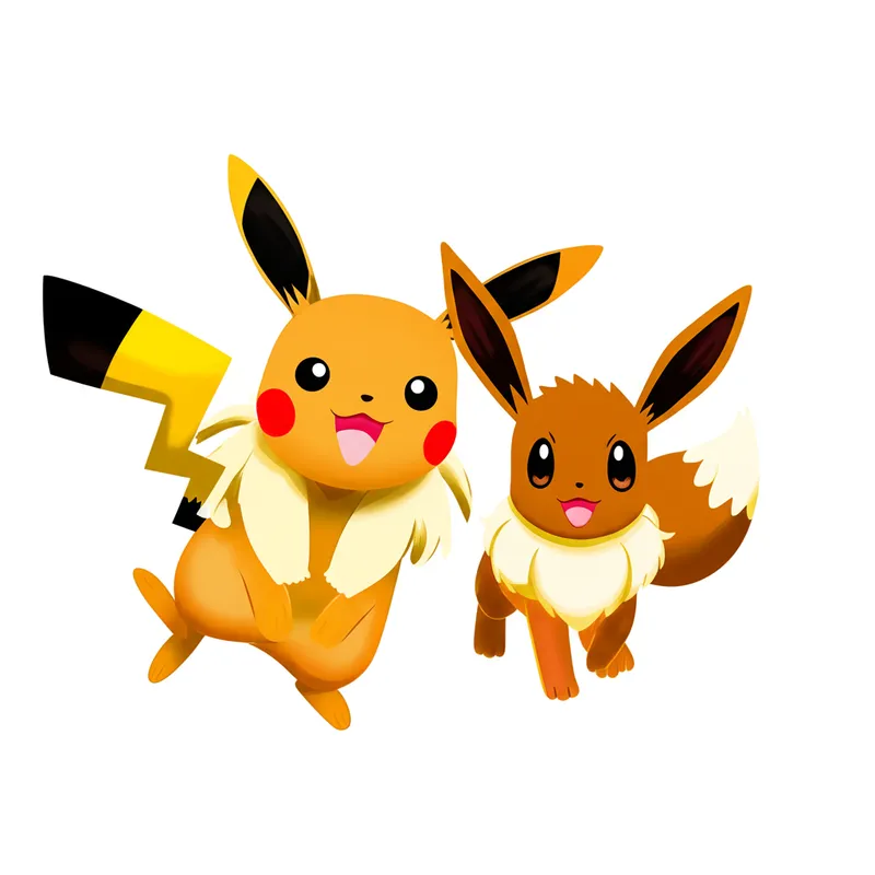 Pikachu and Eevee Best Friends Coloring Page colored reference