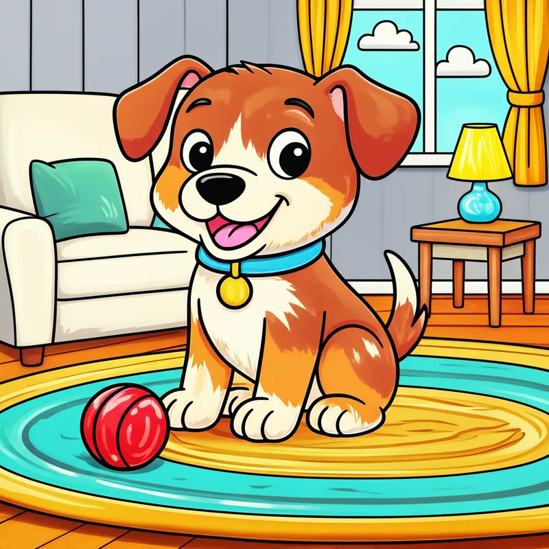 Playful Puppy Pal Coloring Page colored reference