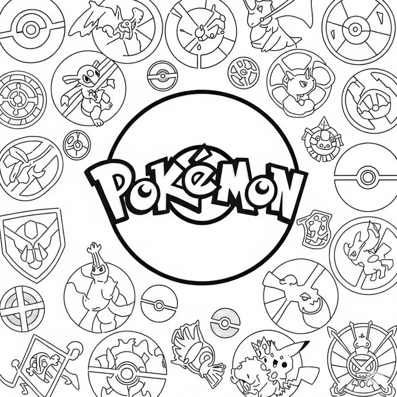 Pokémon Universe Collage Coloring Page coloring page