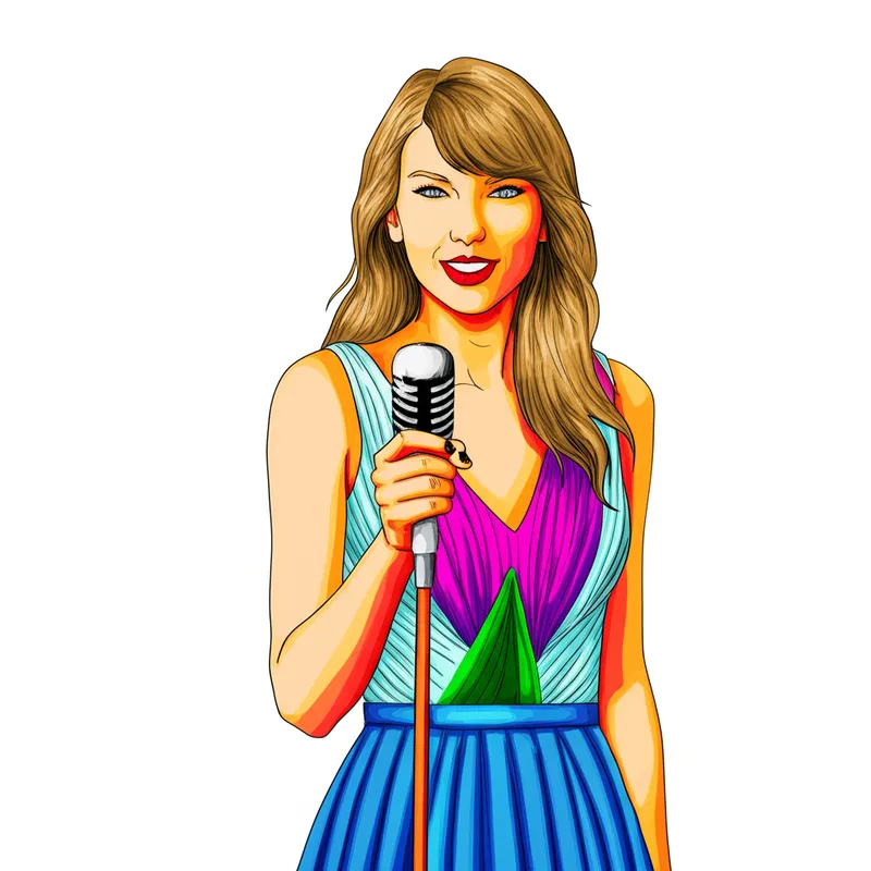 Pop Star Diva Coloring Page - Taylor Swift colored reference