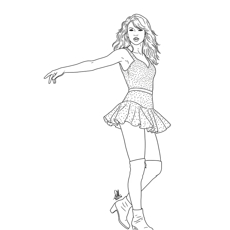 Pop Star Sensation Coloring Page - Taylor Swift Inspired coloring page