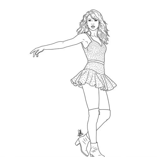 Pop Star Sensation Coloring Page - Taylor Swift Inspired coloring page