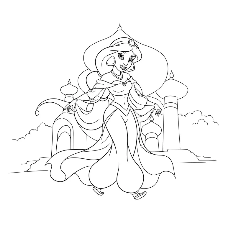 Enchanting Princess Jasmine Coloring Page coloring page