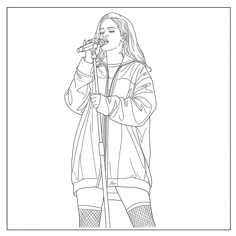 Rihanna Iconic Performance Coloring Page coloring page