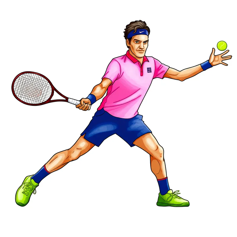 Dynamic Roger Federer Tennis Action Coloring Page colored reference