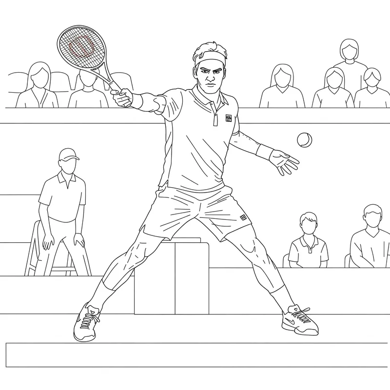 Roger Federer Tennis Legend Coloring Page coloring page