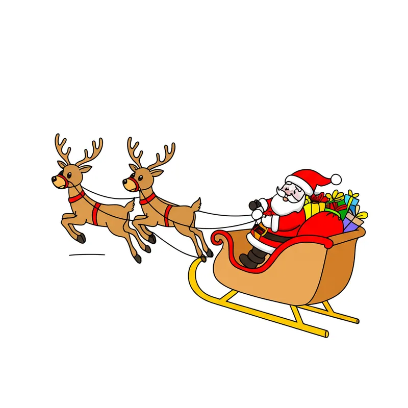 Santa's Magical Sleigh Ride Coloring Page colored reference