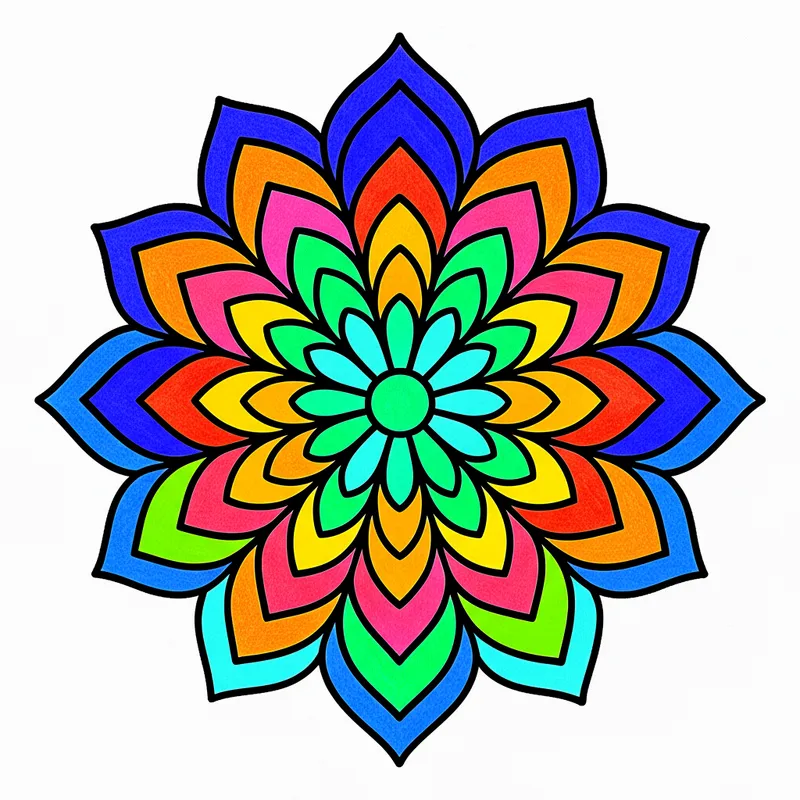 Simple Flower Mandala Coloring Page colored reference