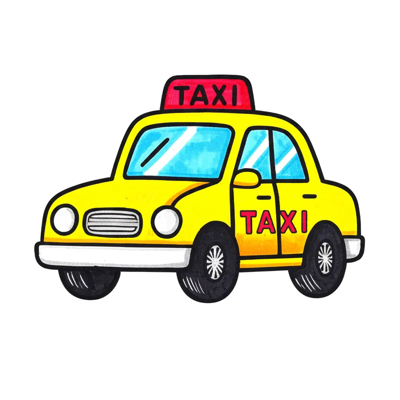 Simple Taxi Cab Coloring Page colored reference