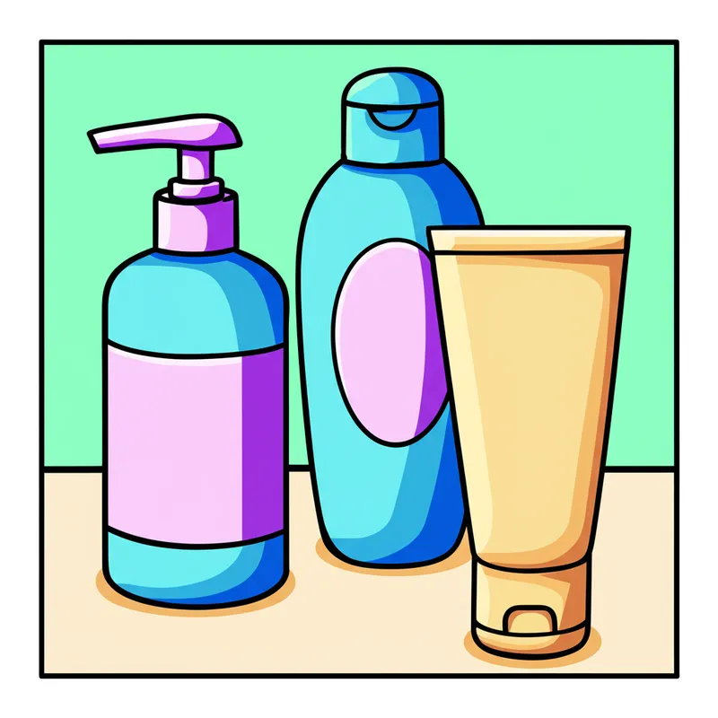 Simple Toiletries Set Coloring Page colored reference