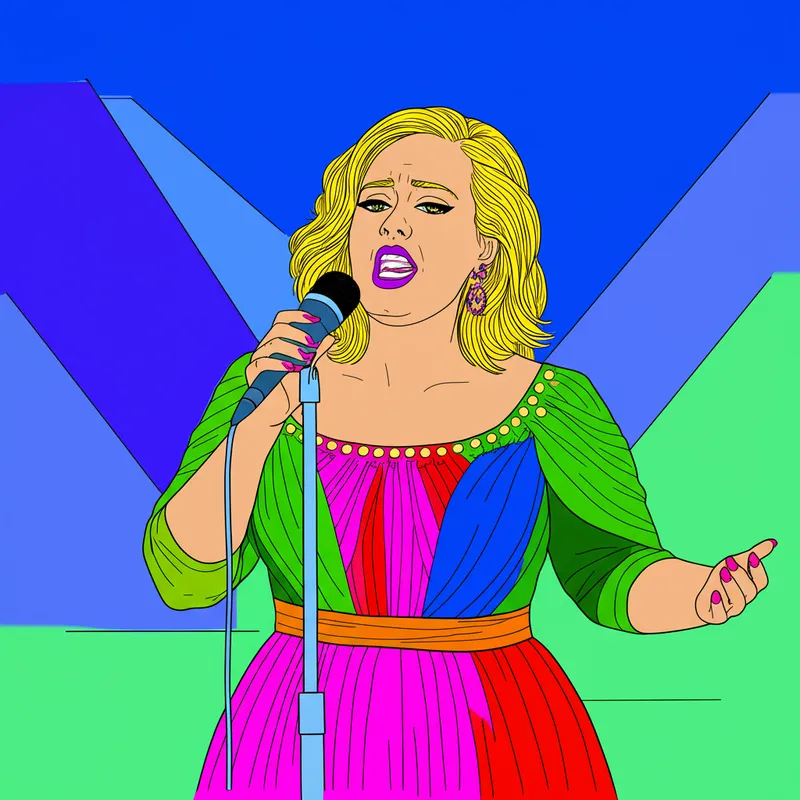 Singing Superstar Adele Coloring Page colored reference