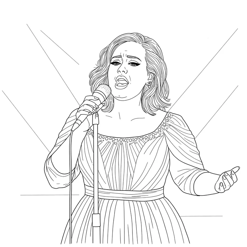 Singing Superstar Adele Coloring Page coloring page