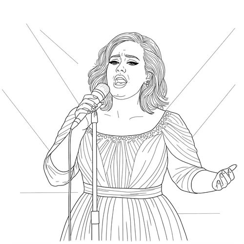 Singing Superstar Adele Coloring Page coloring page