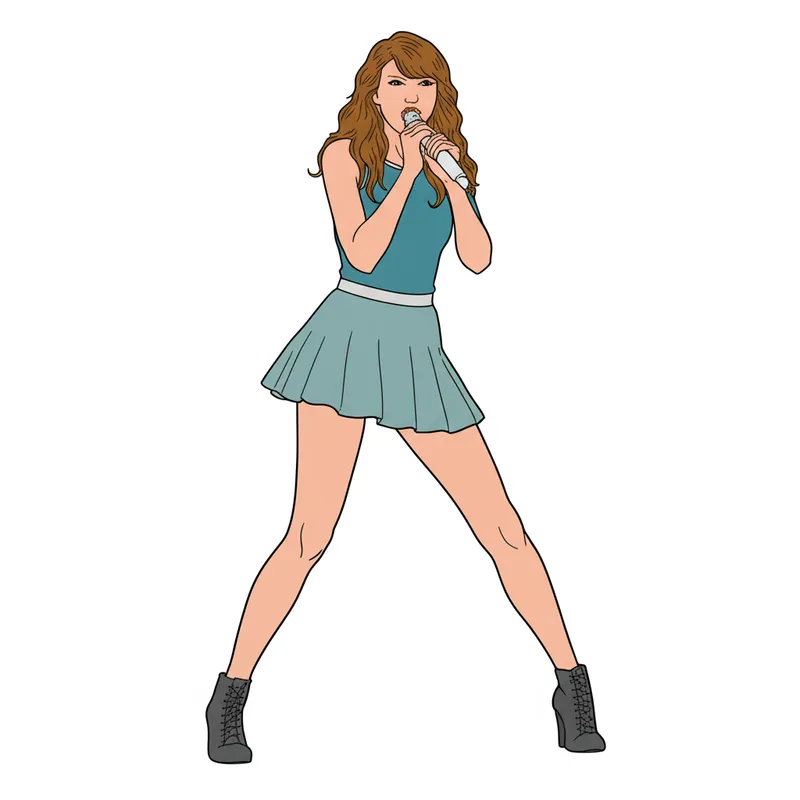 Singing Superstar Taylor Swift Inspired Coloring Page colored reference