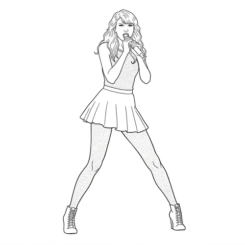 Singing Superstar Taylor Swift Inspired Coloring Page coloring page