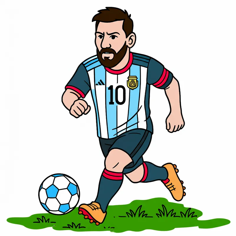 Soccer Superstar Lionel Messi Coloring Page colored reference