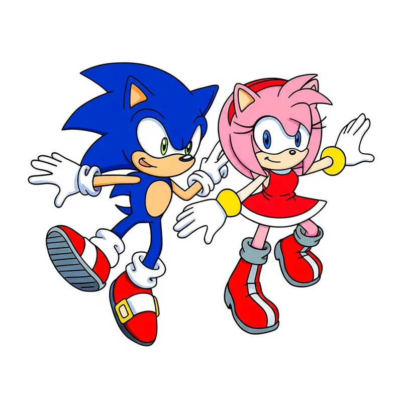 Sonic and Amy Dynamic Duo Coloring Page colored reference