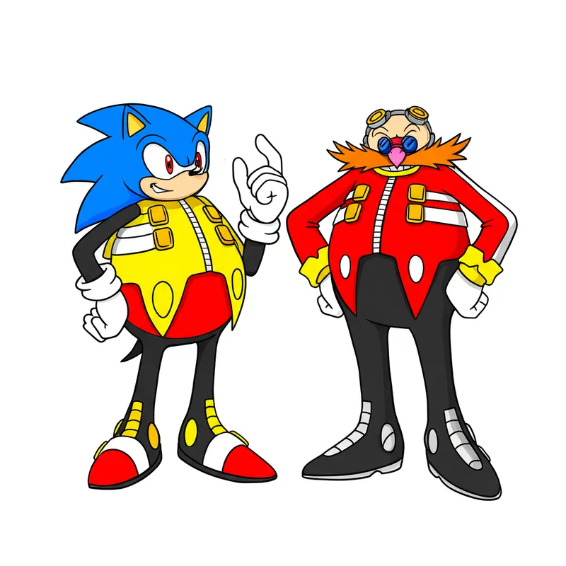 Sonic and Dr. Eggman Showdown Coloring Page colored reference