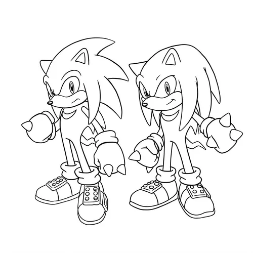 Sonic and Knuckles Team Up Coloring Page coloring page