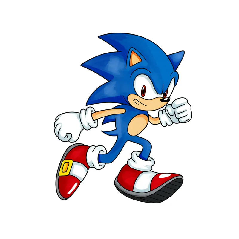 Sonic the Hedgehog Running Coloring Page colored reference