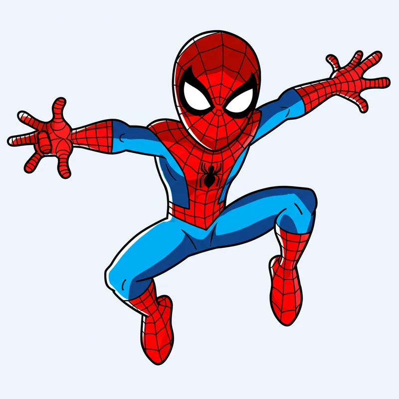Dynamic Spider-Man Pose Coloring Page colored reference