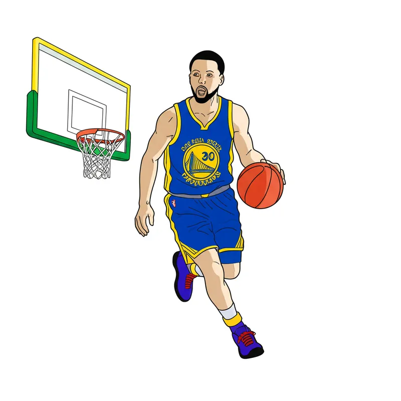 Stephen Curry Basketball Action Coloring Page colored reference