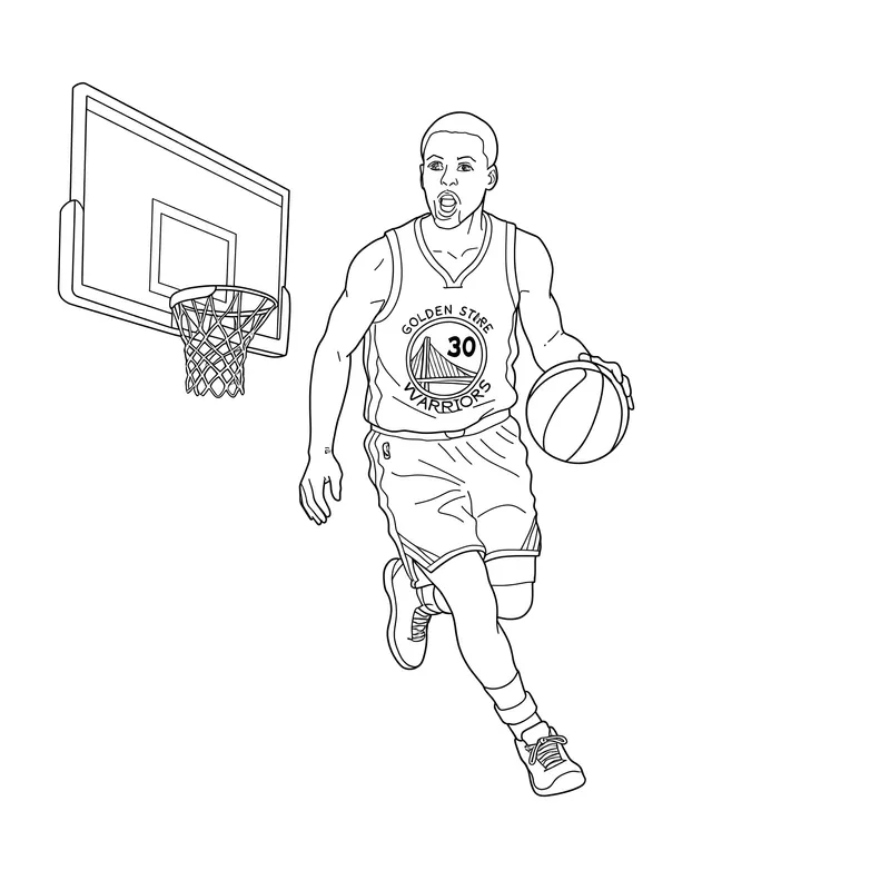 Stephen Curry Basketball Action Coloring Page coloring page