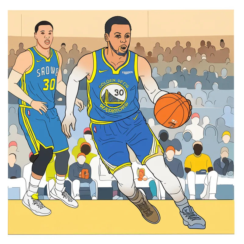 Stephen Curry Dribbling Action Coloring Page colored reference