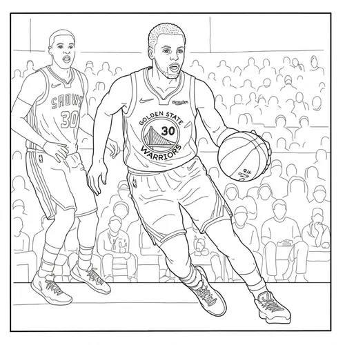 Stephen Curry Dribbling Action Coloring Page coloring page