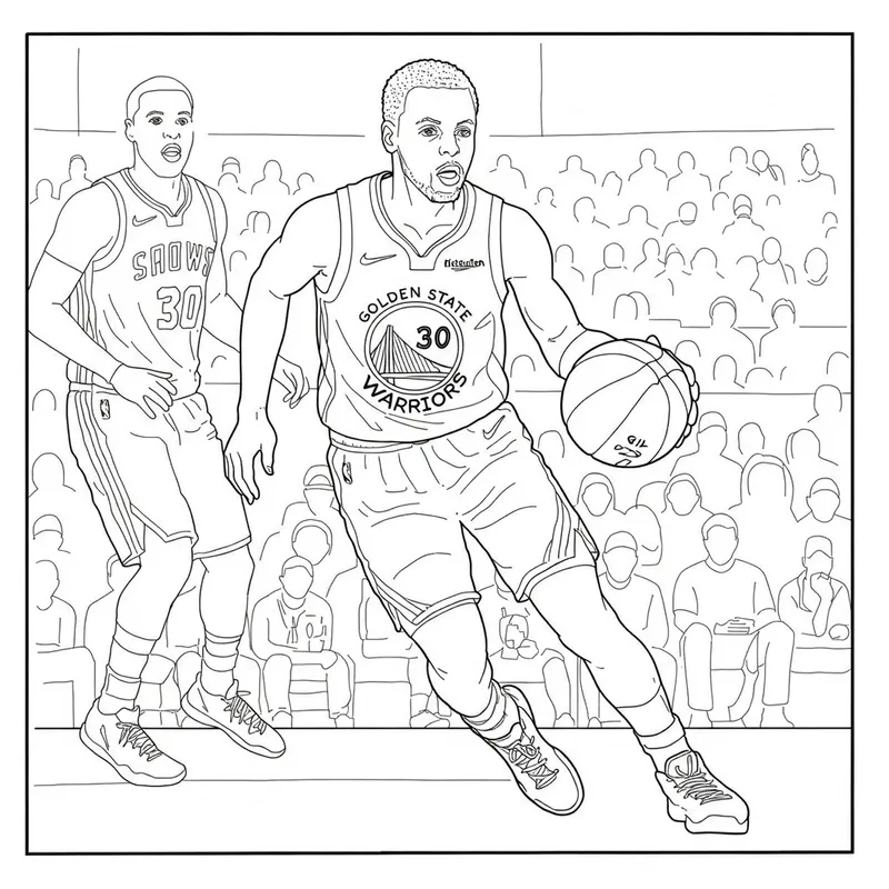 Stephen Curry Dribbling Action Coloring Page coloring page
