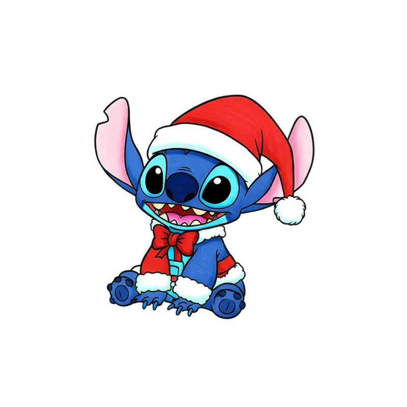 Stitch Santa Christmas Coloring Page colored reference