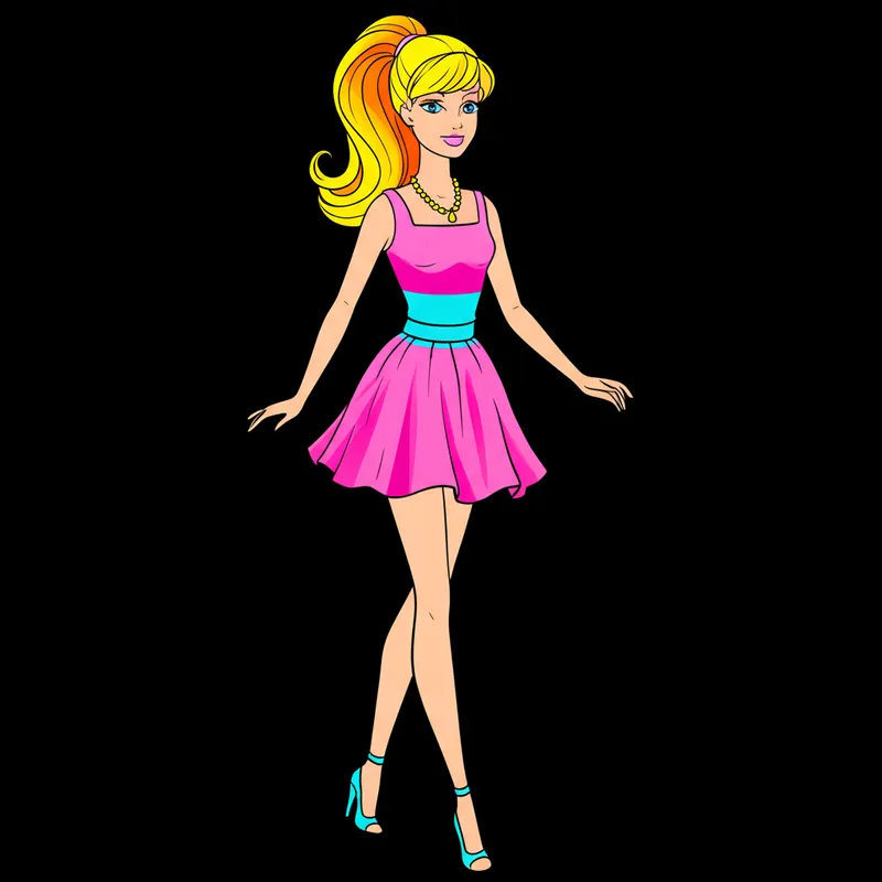 Stylish Barbie Fashion Coloring Page colored reference
