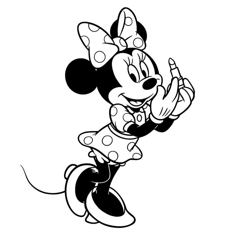 Stylish Minnie Mouse Lipstick Fun Coloring Page coloring page