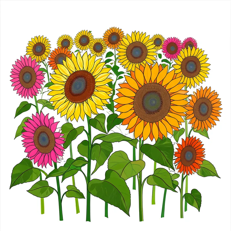 Sunny Sunflower Field Coloring Page colored reference